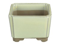 Vaso per bonsai Giapponese Morrisan quadrato in gres smaltato bianco 9x9x5,5 cm - B03-3-2C