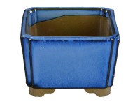 Vaso per bonsai Giapponese Morrisan quadrato in gres smaltato blu 9x9x5,5 cm - B03-3-2B