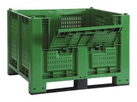 Cargopallet 700 PLUS verde con pareti grigliate, sportello e 2 travette 1200x1000xh830