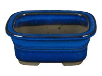 Vaso per bonsai Giapponese Morrisan rettangolare in gres smaltato blu 11x8,5x4,5 cm - B03-3-3B