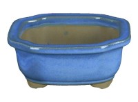 Vaso per bonsai Giapponese Morrisan rettangolare in gres smaltato azzurro 10,5x9x4,5 cm - B03-3-6A