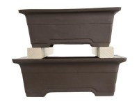 Vasi per bonsai Giapponesi Morrisan rettangolari in gres (Set da n.2 pezzi) - B05-17