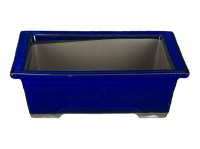 Vaso per bonsai Giapponese Morrisan rettangolare in gres smaltato blu 15x10,5x6 cm - B05-18b