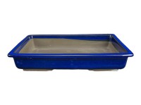 Vaso per bonsai Giapponese Morrisan rettangolare in gres smaltato blu 37x25,5x6 cm - B19-33a