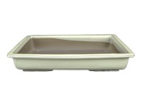 Vaso per bonsai Giapponese Morrisan rettangolare in gres smaltato bianco 31x19x5,5 cm - B19-34c