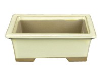 Vaso per bonsai Giapponese Morrisan rettangolare in gres smaltato bianco 13x10x4,5 cm - B05-2a