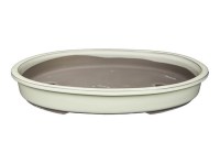 Vaso per bonsai Giapponese Morrisan ovale in gres smaltato bianco 34,5x27x4,5 cm - B23-47b