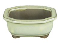 Vaso per bonsai Giapponese Morrisan rettangolare in gres smaltato bianco 12,5x10,5x5,5 cm - B05-10b