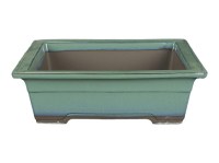 Vaso per bonsai Giapponese Morrisan rettangolare in gres smaltato verde 17,5x12x6 cm - B05-20a