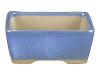 Vaso per bonsai Giapponese Morrisan rettangolare in gres smaltato azzurro 9x7x3,5 cm - B02-8-4A