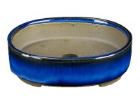 Vaso per bonsai Giapponese Morrisan ovale in gres smaltato blu 8x9,5x2 cm - B02-8-9B