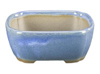 Vaso per bonsai Giapponese Morrisan rettangolare in gres smaltato azzurro 9x7x3,5 cm - B02-8-6A