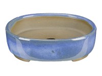 Vaso per bonsai Giapponese Morrisan ovale in gres smaltato azzurro 8x9,5x2 cm - B02-8-9A