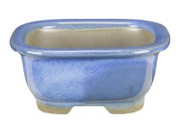 Vaso per bonsai Giapponese Morrisan rettangolare in gres smaltato azzurro 7,5x6,5x3 cm - B02-8-12A