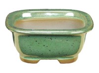 Vaso per bonsai Giapponese Morrisan rettangolare in gres smaltato verde 7,5x6,5x3 cm - B02-8-12D