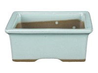 Vaso per bonsai Giapponese Morrisan rettangolare in gres smaltato azzurro turchese 9x7x3,5 cm - B02-8-3G