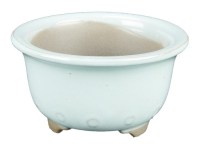 Vaso per bonsai Giapponese Morrisan rotondo in gres smaltato azzurro turchese 7x7x4 cm - B02-8-7G