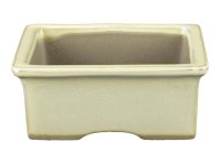 Vaso per bonsai Giapponese Morrisan rettangolare in gres smaltato bianco 9x7x3,5 cm - B02-8-3C