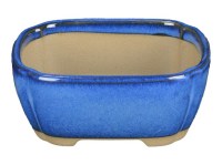 Vaso per bonsai Giapponese Morrisan rettangolare in gres smaltato blu 9x7x3,5 cm - B02-8-6B