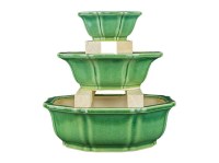 Vasi per bonsai ottagonali in gres smaltati verde (Set da n.3 pezzi) - YM9