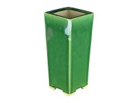 Vaso per bonsai quadrato (stile a cascata) in gres smaltato verde 7,5x7,5x20,5 cm - YM12