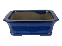 Vaso per bonsai rettangolare in gres smaltato blu 23,5x18,5x8,5 cm - 2830b