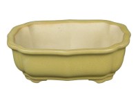 Vaso per bonsai ovale in gres smaltato giallo senape 14x9,5x4,5 cm - A30