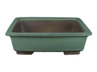 Vaso per bonsai rettangolare in gres smaltato verde 35x23,5x9,5 cm - 2843b