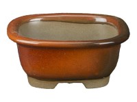 Vaso per bonsai Giapponese Morrisan rettangolare in gres smaltato marrone mogano 7,5x6,5x3 cm - B02-8-12F