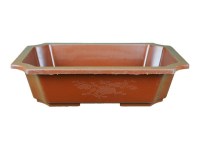 Vaso Cinese rettangolare in plastica marrone per bonsai 26x17,5x6,5 cm - H410