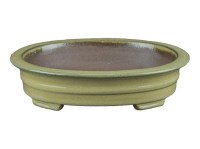 Vaso per bonsai ovale in gres smaltato verde 18,5x14x3,5 cm - YP41P