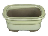 Vaso per bonsai Giapponese Morrisan rettangolare in gres smaltato bianco 11x8,5x4,5 cm - B03-3-3C