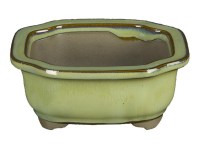 Vaso per bonsai Giapponese Morrisan rettangolare in gres smaltato verde chiaro 10,5x9x4,5 cm - B03-3-6E