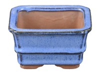 Vaso per bonsai rettangolare in gres smaltato blu 7x5,5x4 cm - SF16