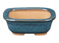 Vaso per bonsai rettangolare in gres smaltato blu 6,5x5x2,5 cm - SF20