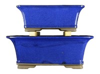 Vasi per bonsai rettangolari in gres smaltati blu (Set da n.2 pezzi) - ZM005