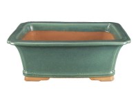 Vaso per bonsai rettangolare in gres smaltato verde 35,5x25x14,5 cm - ZM006a