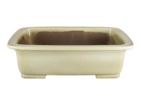 Vaso per bonsai rettangolare in gres smaltato bianco 43x30,5x12 cm - P011