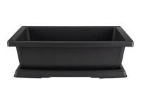 Vaso + sottovaso Cinese rettangolare in plastica nera per bonsai 32x22,5x9,5 cm - PL36