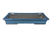 Sottovaso per bonsai rettangolare in gres smaltato blu 31x17x2,5 cm - BJ20Sc