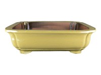 Vaso per bonsai rettangolare in gres smaltato giallo 56x46,5x16,5 cm - J043a