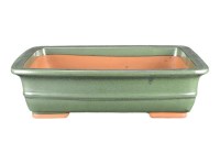 Vaso per bonsai rettangolare in gres smaltato verde 37x28,5x9 cm - J019a