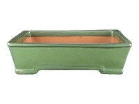 Vaso per bonsai rettangolare in gres smaltato verde 35,5x27,5x8 cm - J04a