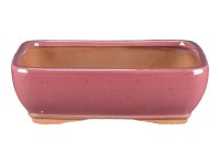 Vaso per bonsai rettangolare in gres smaltato rosa 23,5x17x6,5 cm - GA2