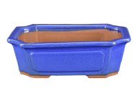 Vaso per bonsai rettangolare in gres smaltato blu 27x20x8 cm - GA9