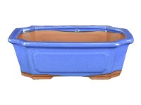 Vaso per bonsai rettangolare in gres smaltato blu 17x13x5 cm - G4c