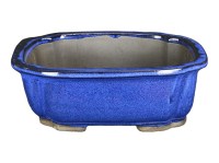 Vaso per bonsai rettangolare in gres smaltato blu 26x20,5x8,5 cm - BJA5a