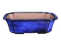 Vaso per bonsai rettangolare in gres smaltato blu 18,5x14x5 cm - ZX95B