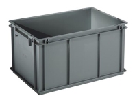 Plastic container Delta Mec 60 lt gray with full bottom, 600x400xh320