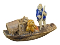 Figurine Bonsaï pour animaux de compagnie, vieux pêcheur sur radeau 10x3x6 cm - CC-1